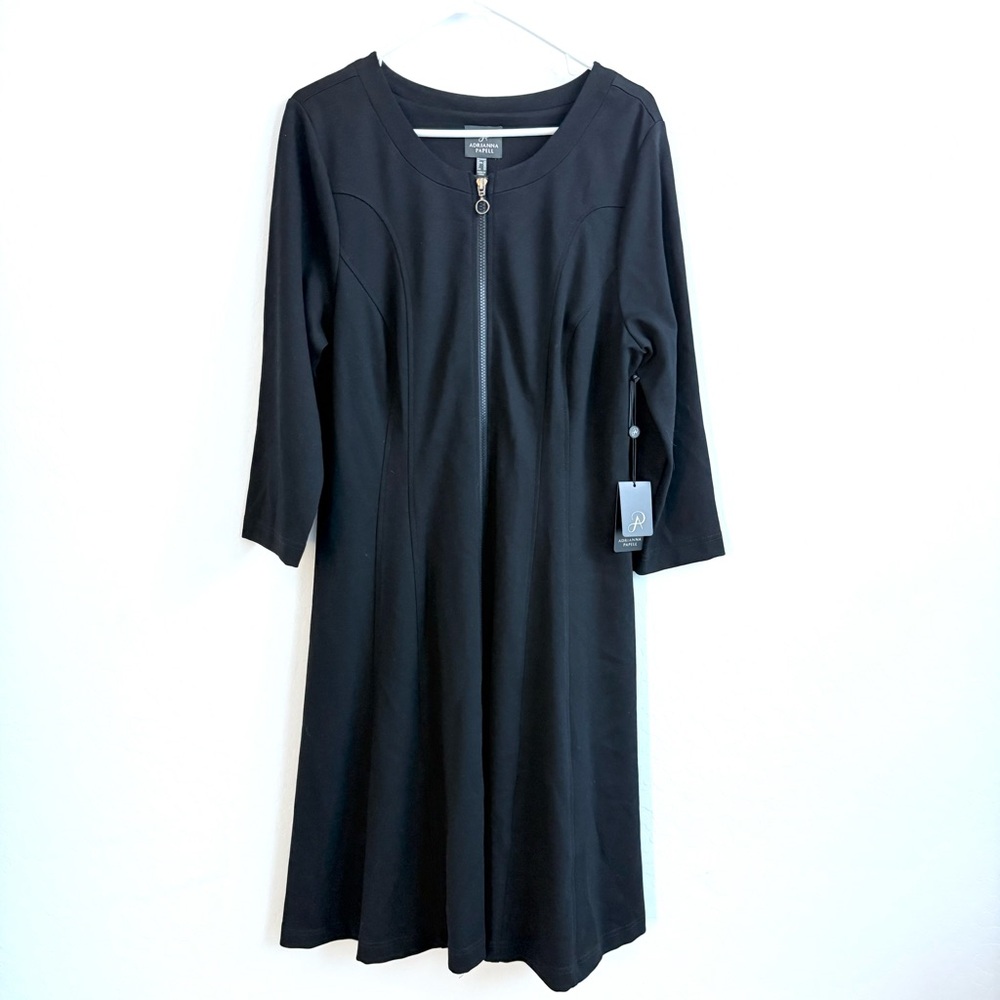 Adrianna Papell Black Long Sleeve Dress with Zipper